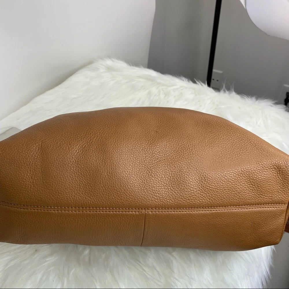 Tory Burch Bombé Slouchy Camel Leather Tote Bag